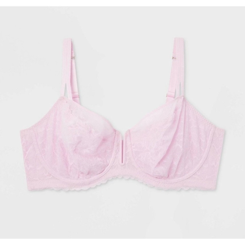 AUDEN Women 44DDD Light Pink Lace Unlined Comfort Wire Balconette Bra‎ NWT